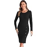 Allegra K Casual Sweater Bodycon Dress for Women's Slim Fit Round Neck Long Sleeve Dresses