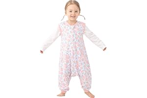 WONDAY Toddler Sleep Sack with Legs,Toddler Sleep Sacks,0.5T Cotton Sleeveless Baby Sleep Bag Wearable Blanket with Feet (Rose,2T-3T)