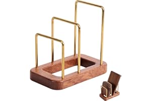 Chopping Board Holder, Cutting Board Rack with Wooden Base Multi-Tiered Pot Lids Storage Rack Plates Organizer Cabinet Storag