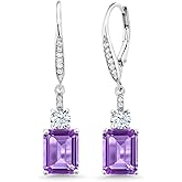 Gem Stone King 4-5 Cttw Drop Dangle Earrings for Women | 925 Sterling Silver | Emerald Cut 9X7MM Gemstone Birthstone | Fine Jewelry Gifts for Her Mom Anniversary Wedding