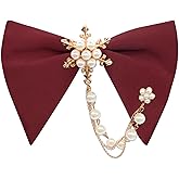 Mantieqingway Oversized Bow Ties for Men, Adjustable Pre-tied Bow Tie with Pearl Decoration Tuxedo Bowties For Wedding Party