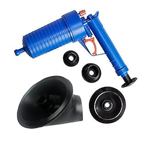 Air Power Drain Blaster, High Pressure Powerful Manual sink Plunger Opener Cleaner Pump for Toilet Bathroom, Shower, Kitchen Clogged Pipe, Dredging Home Toilet Bathtub Sink with 4 Suckers #29688