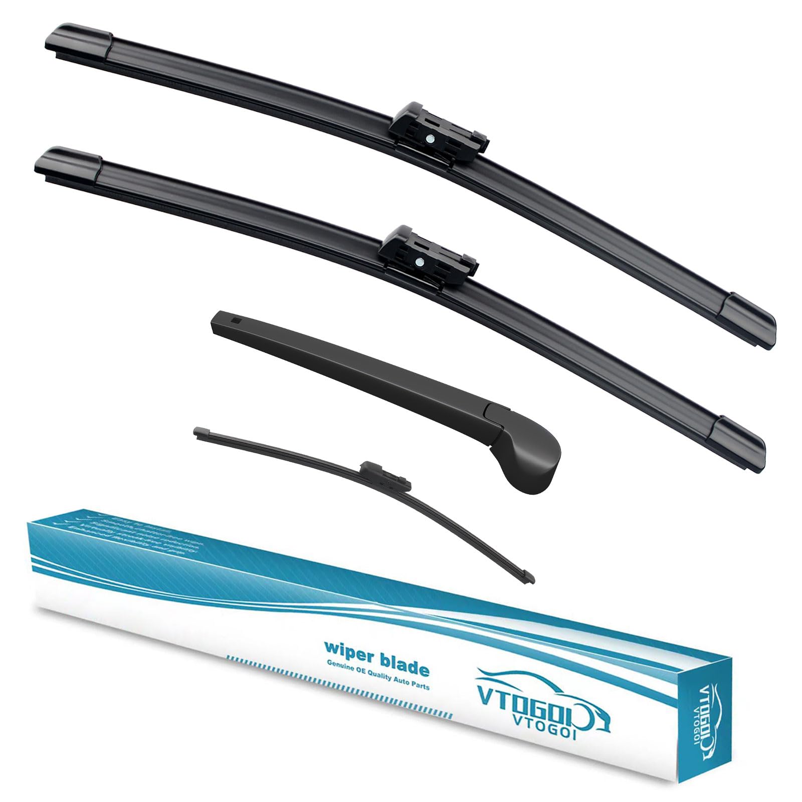 VTOGOI Windshield Wipers Replacement for Volkswagen Atlas 2018-2023 Front Rear Wiper Blades and Rear Windshield Wiper Arm Set for My Car (Pack of 4)
