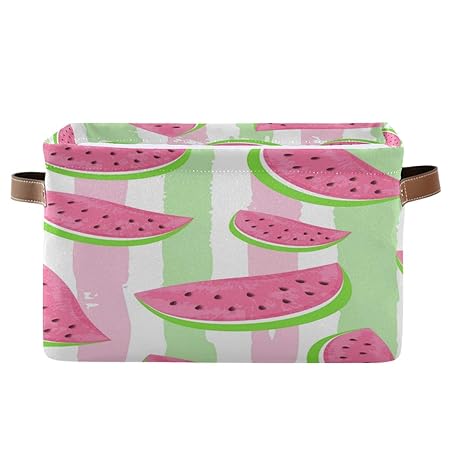 BIGJOKE Aufbewahrungskorb mit Wassermelonen-Streifenmuster, Würfelform