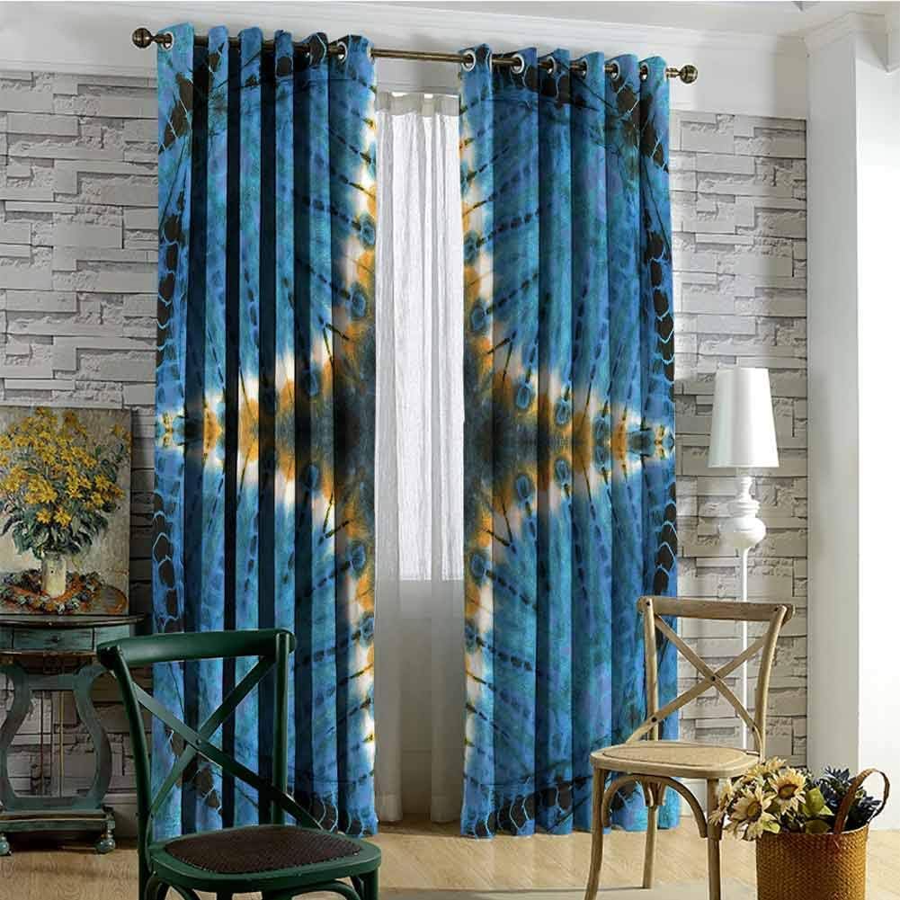 Grommet Curtain Extra Long, Tie Dye Tie Dye Bohemian Insulating