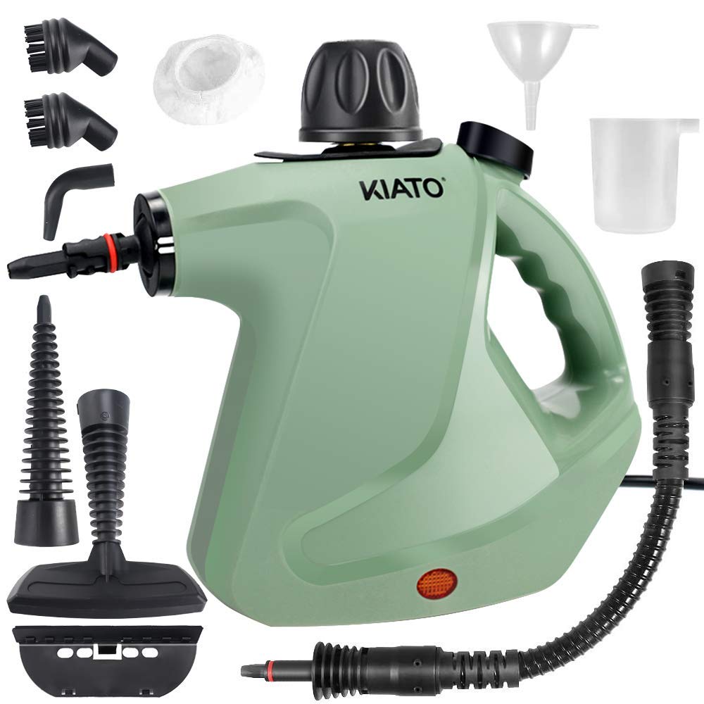 Photo 1 of Kiato Handheld Steam Cleaner, 10 in 1 Handheld Steamer for Cleaning, Upholstery Steam Cleaner for Surface Cleaning Home, Sofa, Car, Office (Green)