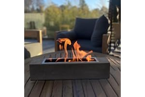 Tabletop fire Pit, Mavalzy Rectangle Table top Rubbing Alcohol Indoor Frie Pits for Outdoor Fireplace Concrete Bowl Pot Portable Fire with Extinguisher (Black)