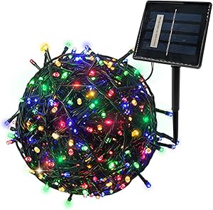YASENN String Lights Solar Powered 200 LED 66Ft 8 Lighting Modes Outdoor String Lights Solar Fairy Lights for Garden,Patio,Fence,Holiday,Decorations (Multicolor)