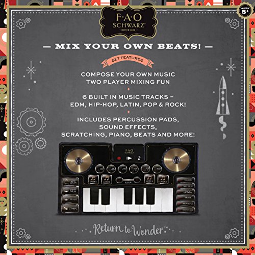 FAO Schwarz Giant Electronic Dance Mat DJ Mixer with Piano Keyboard & Turntable Scratch Pads, Includes Built-in Soundtracks & Vocal & Percussion Sound Effects for Composing & Recording Your Own Music - Thumbnail 2
