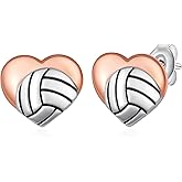 Softball/Volleyball Earrings S925 Sterling Silver Heart Ball Sport Earrings Sport Jewelry Gifts for Women