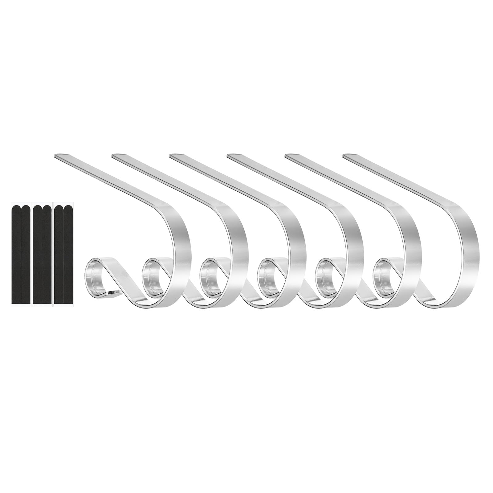 PATIKIL Christmas Stocking Holders, 6pcs Stocking Holder Stand Anti-Slip Metal Hooks Multi-use Adjustable for Fireplace Indoor Christmas Decorations, Silver