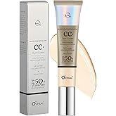 O'CHEAL CC Foundation with SPF 50+, Full Coverage Moisturizer Color Correcting Cream Concealer Powder Foundation, Lightweight Waterproof Oil-Free Pre-makeup Primer for All Skin Types (Ivory)