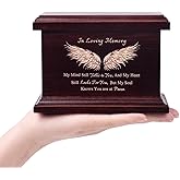 6 Inch Small Wooden Urn for Human Ashes - Keepsake Urn for Men & Women, Funeral Ashes Holder, Wooden Urn Box and Casket with Wing Design