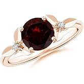 ANGARA Natural Garnet Solitaire Ring for Women in 14K Solid Gold | Birthday, Engagement, Anniversary, Wedding Jewelry Gift for Women