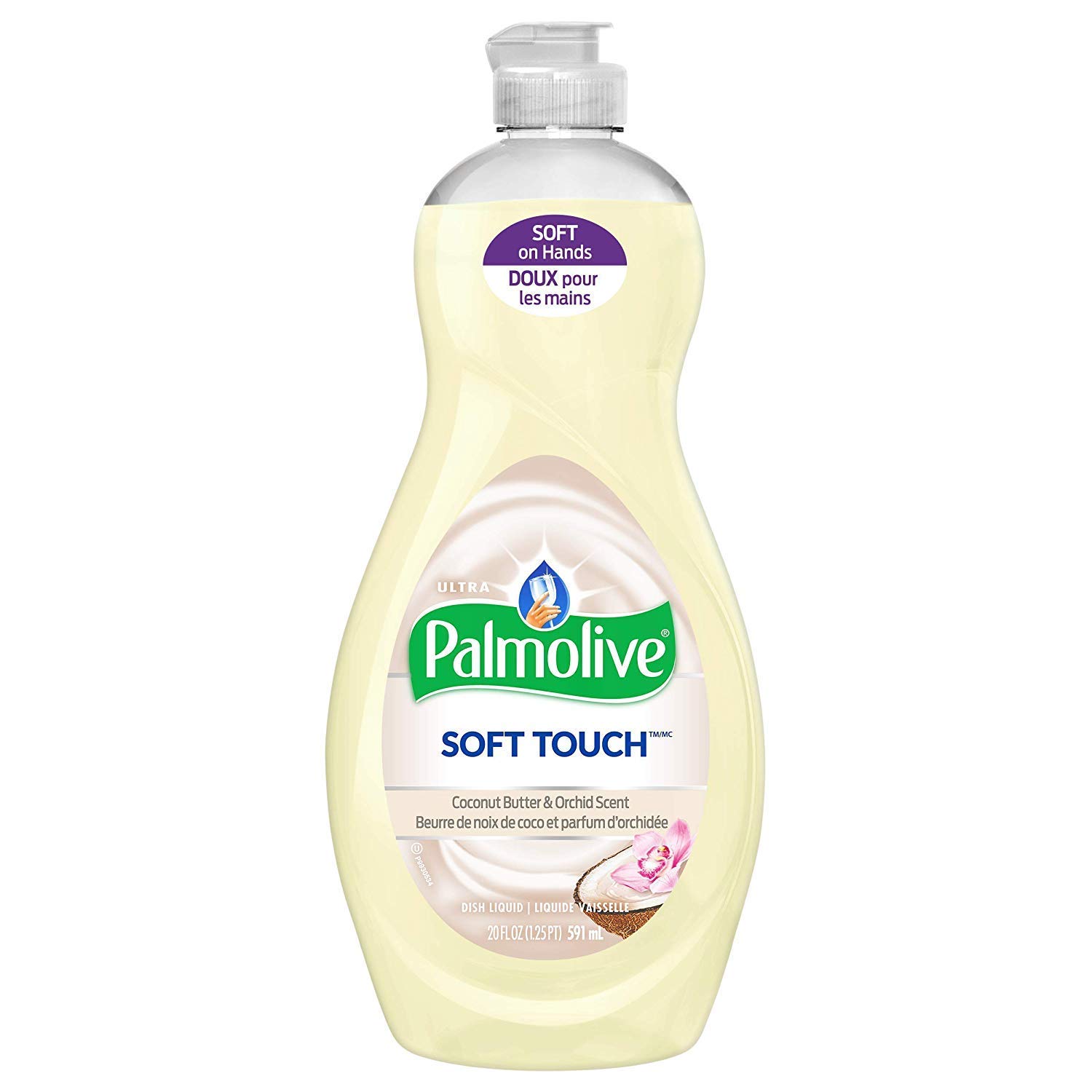 Palmolive Ultra Soft Touch Liquid Dish Soap | Soft Touch on Hands | Tough-on-Grease | Concentrated Formula | Coconut Butter & Orchid Scent - 20 Ounce Bottle (Pack of 2)