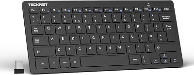 TECKNET 2.4G Wireless Keyboard UK Layout Compact Silent 12 Months Battery Life