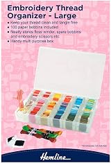 Hemline M3003/L Plastic Large Embroidery Floss Box Organiser with 100 Bobbins view 2