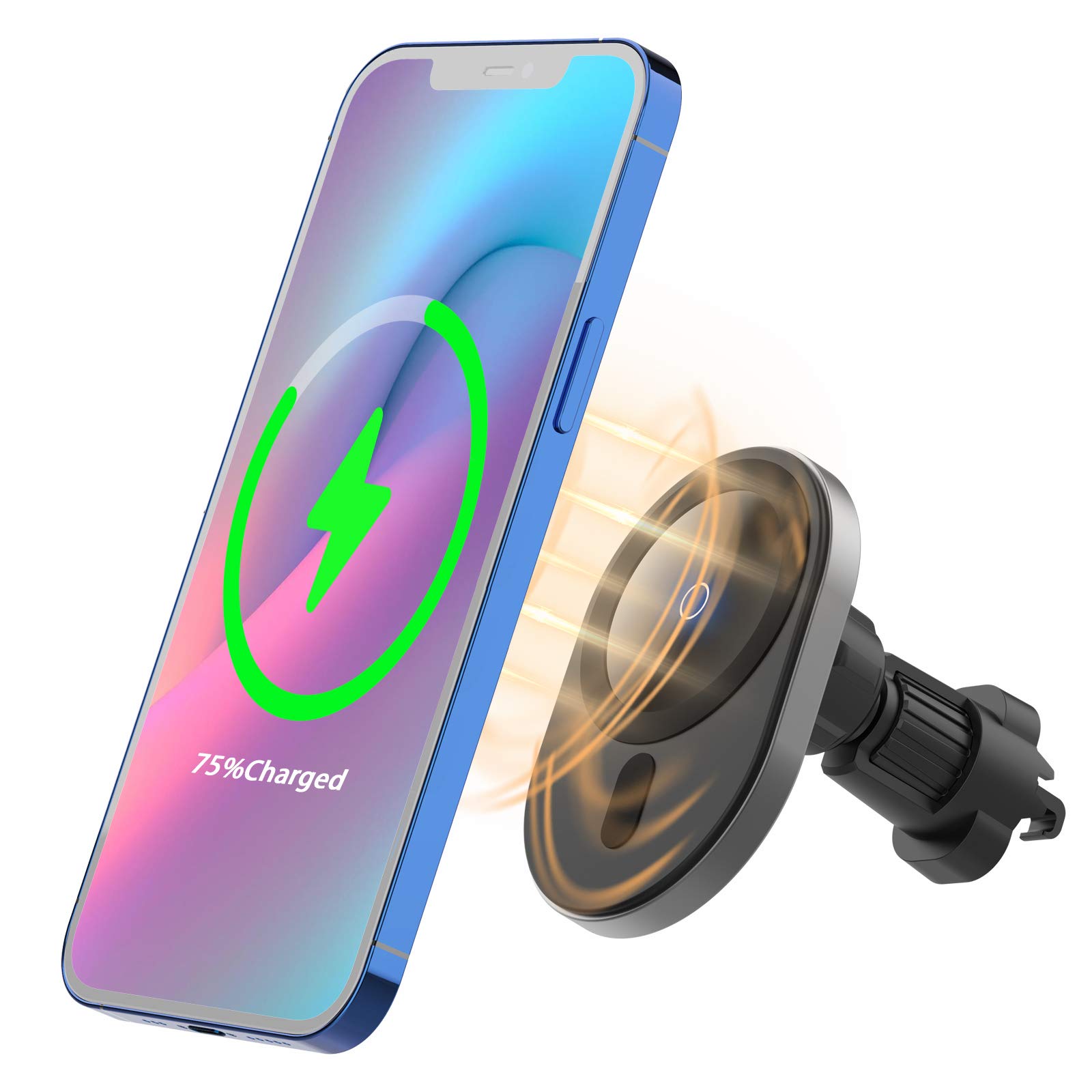 Lopnord Magnetic Phone Holder, Wireless Car Charger for Car Air Vent Mount, 360°Rotation Strong Fast Wireless Charging Car Mount, 15W 10W iphone Car Charger Compatible with Phone 12 12 Pro Max 12 Mini