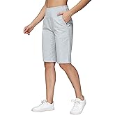 baleaf Womens 12" Long Bermuda Shorts Knee Length Cotton Athletic Shorts Sweat Casual Lounge Walking Summer