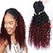ATOZWIG@Malaysian ombre curly hair 1b#99j dark root burgundy end 2 tone colored kinky curly 3 bundles red human hair weave Hanne hair