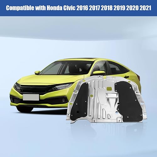 Aluminum Alloy Engine Splash Shield For Honda Civic 2016-2021 – Durable Under Car Protection Guard, Replaces OEM 74110-TBA-A00 - View #2