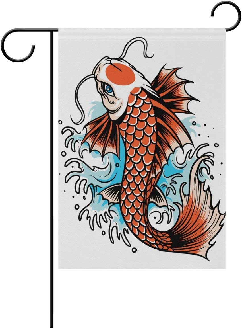 Amazon Com Afagahahs Koi Fish Japan Style Garden Flag Banner For
