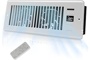 SANYCASA Super Quiet Vent Fan Booster 4 x12 inch - Register Booster Fan with Precision Thermostat Control - Ac Vent Booster Fan for Floor to Heating and Cooling - White