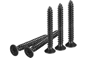 DTGN 100Pcs #10x1-1/2 Flat Head Wood Screws, 304 Stainless Steel Phillips Self Tapping Screws - Good for Woodworking, Furnitu