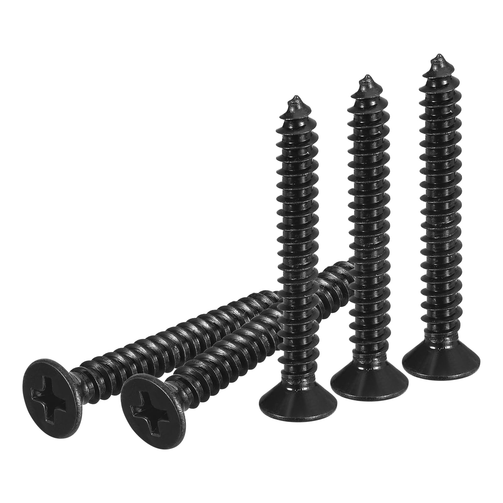 DTGN 50Pcs #10x1-1/2" Flat Head Wood Screws, 304 Stainless Steel Phillips Self Tapping Screws - Good for Woodworking, Furniture - Black