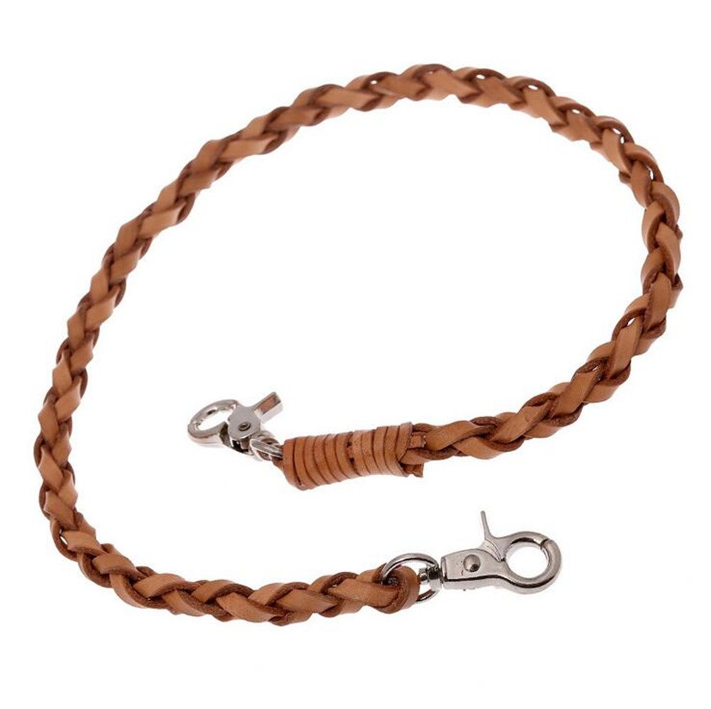 PAMTIER Men's Genuine Leather Hand Made Bracelet Strong Key Jeans Pant Waist Chain