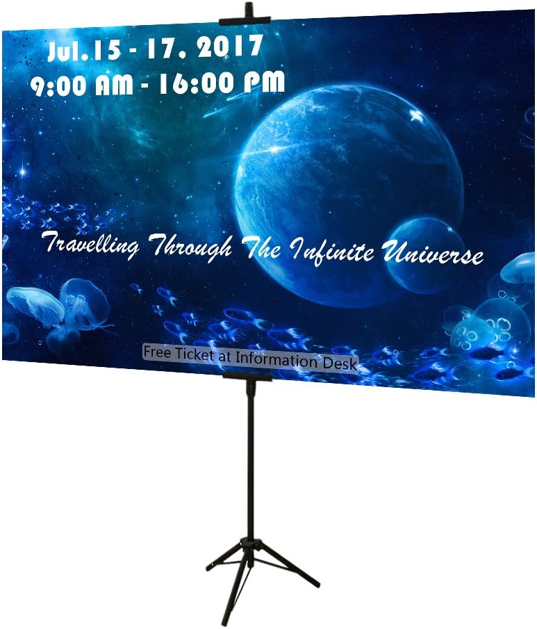 Haitian Telescopic Steel Poster Stand - Displaying Free Size Foam Board Sign Height up to 72 Inches, Double Sided Display Banner Stand Viewable from Both Directions