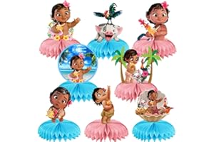 RENBANGUS 8 Pcs Ocean Princess Honeycomb Centerpieces Baby Ocean Princess Table Decorations Honeycomb Double Sides Ocean Princess Theme Birthday Party Supplies Baby Shower Decorations