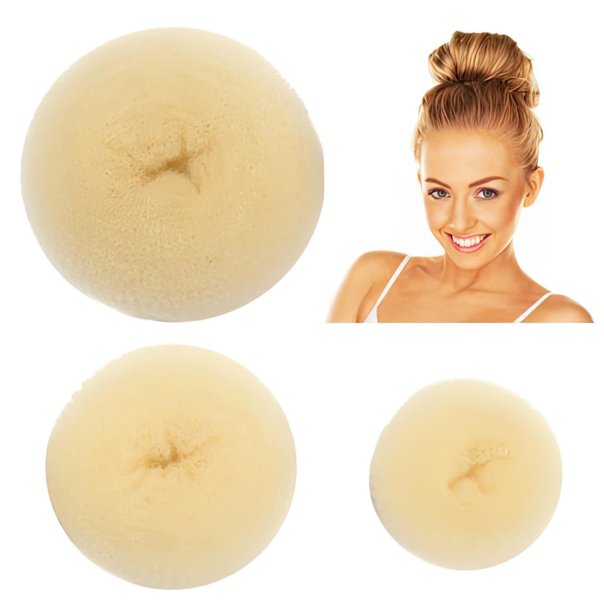 Styla Hair 3 Piece Donut Hair Bun Maker, (1 Small, 1 Medium, 1 Large) Blonde