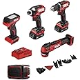 SKIL PWR CORE 12 Brushless 12V 5-Tool Compact Combo Kit Includes Two 2.0Ah Battery and Charger - CB8368A-20,Red