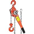 Happybuy Manual Lever Chain Hoist 3300 lbs, Chain Come Along 5 feet, Ratchet Chain Hoist 1-1/2 Ton, Come Along Puller 5/16" Diameter, for Warehouse Garages Construction Zones