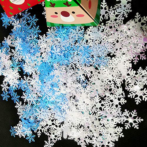 1600 Piece Christmas Snowflake Confetti White Blue Sequin Snowflake Confetti for Birthday Party Wedding Christmas Party Decoration - Thumbnail 2