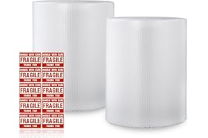 2 Pack Bubble Cushioning Wrap Rolls - 40 ft 11.8 Inch width Packing - 10 labels, Shipping, Mailing