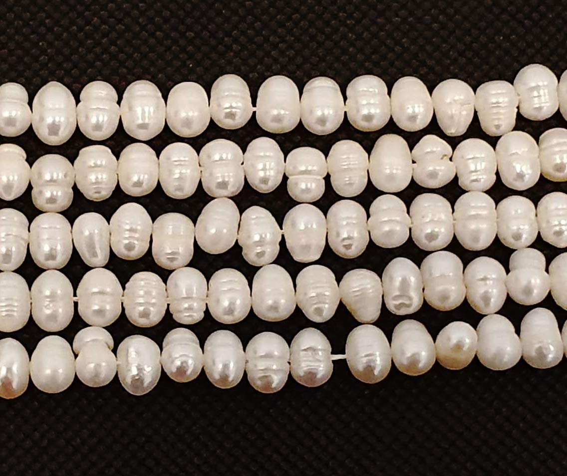 Freshwater Pearls Cultured Pearls 8 mm Cream White Rice Grain Natural Baroque Gemstone Pearls Shell Pearls Gemstone Bead for Threading.