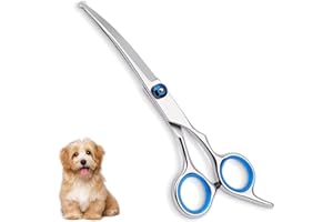 Cat Dog Grooming Scissors Pet Grooming Scissors Set with Safety Round Tip Stainless Steel Dog Cat Grooming Shears Curved Scis