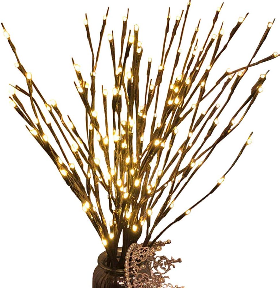 Mobestech Branch Lights, 2 Pack 20LED Tree Light Willow Twig Branch Tree Lamp Battery Powered Christmas Decorative Warm White