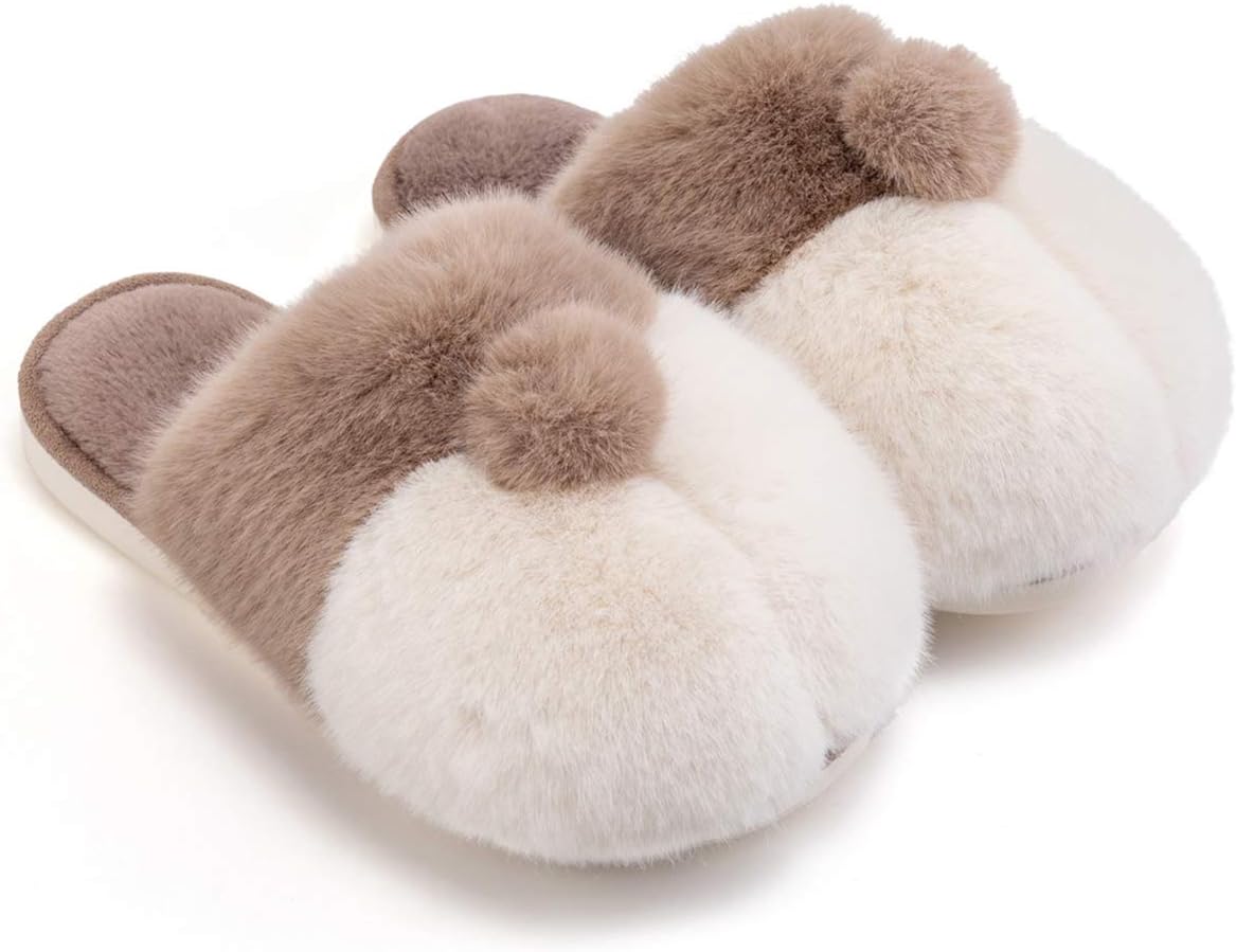 LAVAUCorgi Gifts for Corgi Lovers, Women's Cute Comfy Animal Corgi Slippers, Fuzzy Plush Fleece Lined Memory Foam Slip on House Slippers Indoor Anti-Skid Rubber Sole