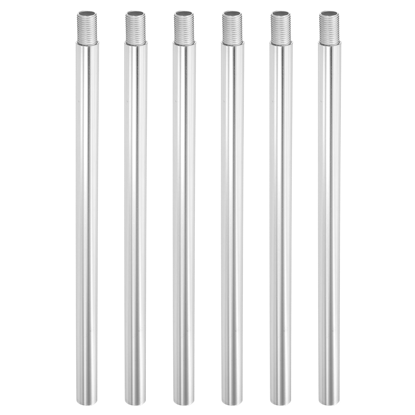 PATIKIL Threaded Extension Rod, 6 Sets 8" M10 x 1mm Fine Thread Lamp Pipe with Lamp Pipe Nipples for Pendant Light Island Lighting Chandeliers Stems, Silver Tone