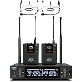 SGPRO Dual Wireless Microphone System - Metal Transmitter & Receiver, 520-590 MHz Adjustable Frequency, Antenna Diversity, Superior Sound Quality, Ideal for Professional Audio and Events (SG-82BB)