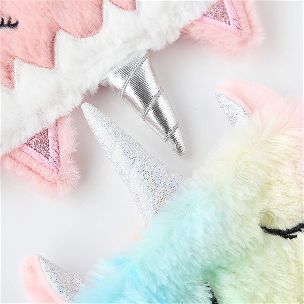 Cute Animal Sleeping Sleep Mask Soft Plush Blindfold Cute Rabbit Panda Koala Eye Cover Eyeshade for Kids Teens Girls Women (Unicorn Rainbow) : Beauty