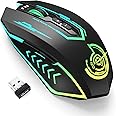 UHURU Wireless Gaming Mouse Up to 12000 DPI, Rechargeable USB-C Wireless Mouse with 7 Buttons 7 Dynamic LED Color Ergonomic Programmable MMO RPG for PC Laptop, Compatible with Windows Mac