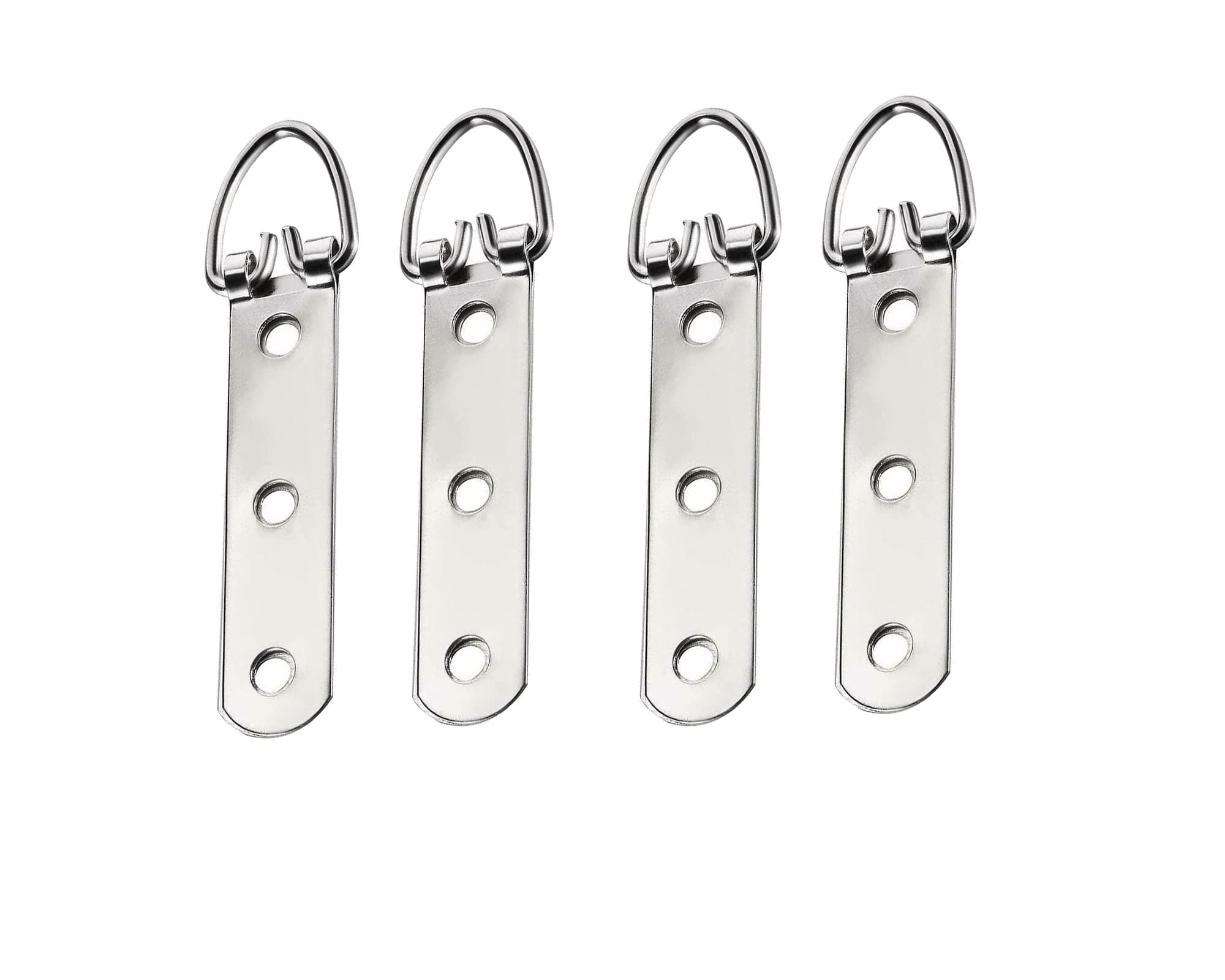 D Ring Picture Hanger Hook Heavy Duty 3 Hole Strap Hangers Chrome Plated D Ring Hanger Picture Hook Mirror Picture Frame Hanging 92mm / 3.6 20 Kg Load Capacity (Pack of 10)