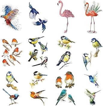 Wyuen 12 Pcs Sparrow Oiseaux Temporaire Autocollant De