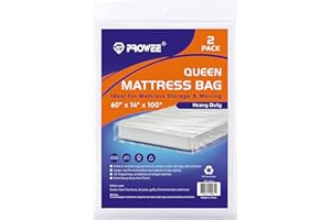 PROWEE 2 Pack 4Mil Heavy Duty Queen Mattress Bag for Moving,Clear Plastic Mattress Bags for Storage Queen Mattress Cover for 