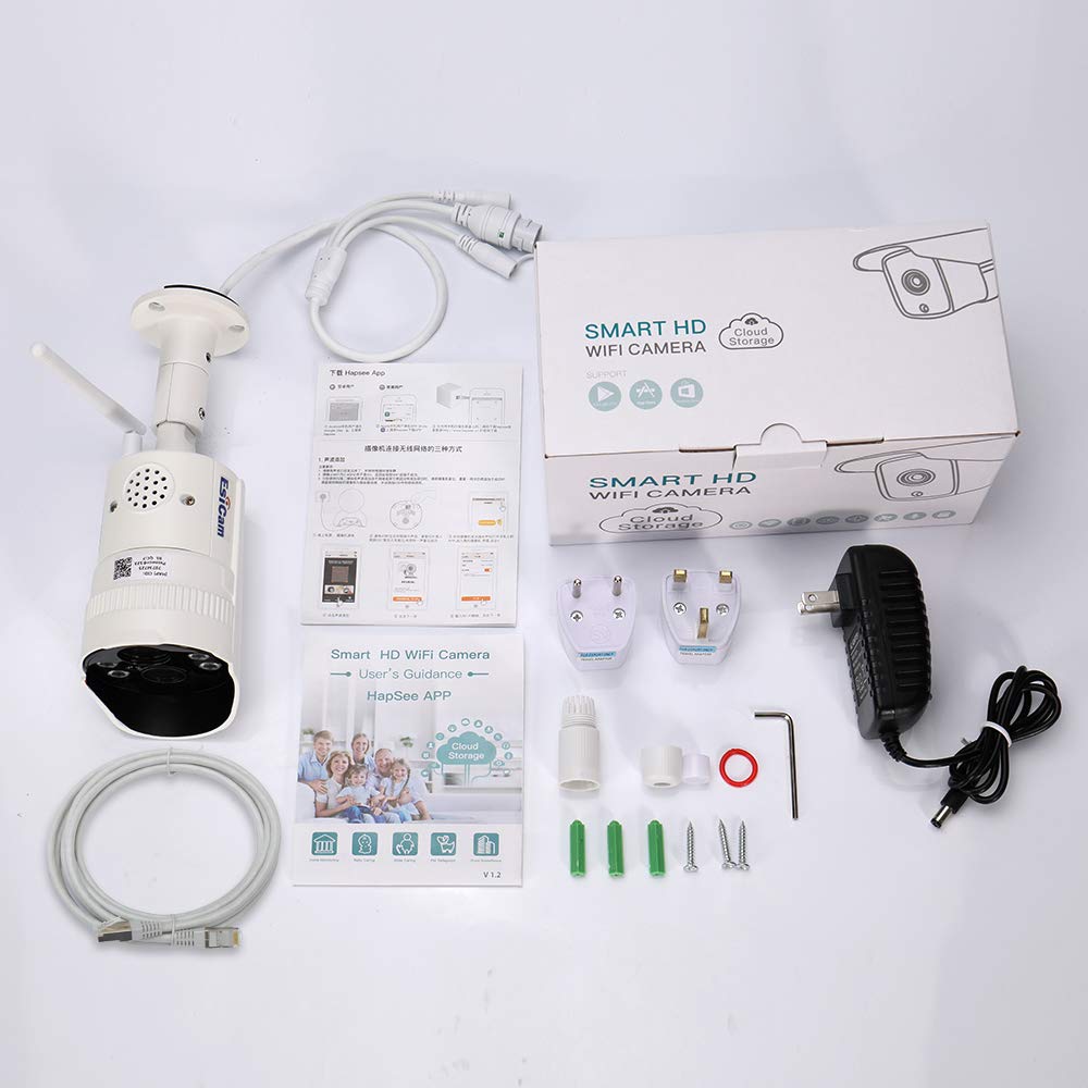 EsiCam 1080P Bullet Camera Wireless Security Outdoor Waterproof Wifi Vigil Cam with 2-Way Talk Colorful Night Vision (2 Light Source) Motion Detection Amazon Cloud Storage SD Card for IOS Android PC