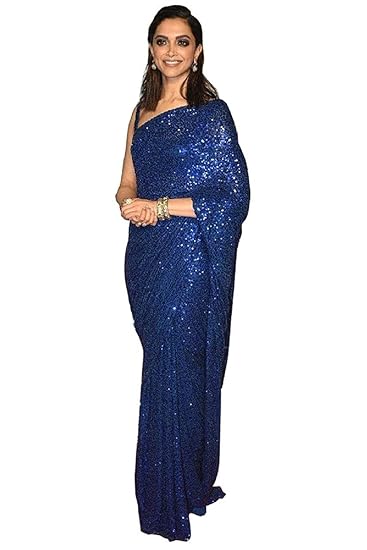 Womens Fancy Designer Ethnic Wear Gold Seqaunce Soft Net Saree With Plain Banglori Silk Blouse